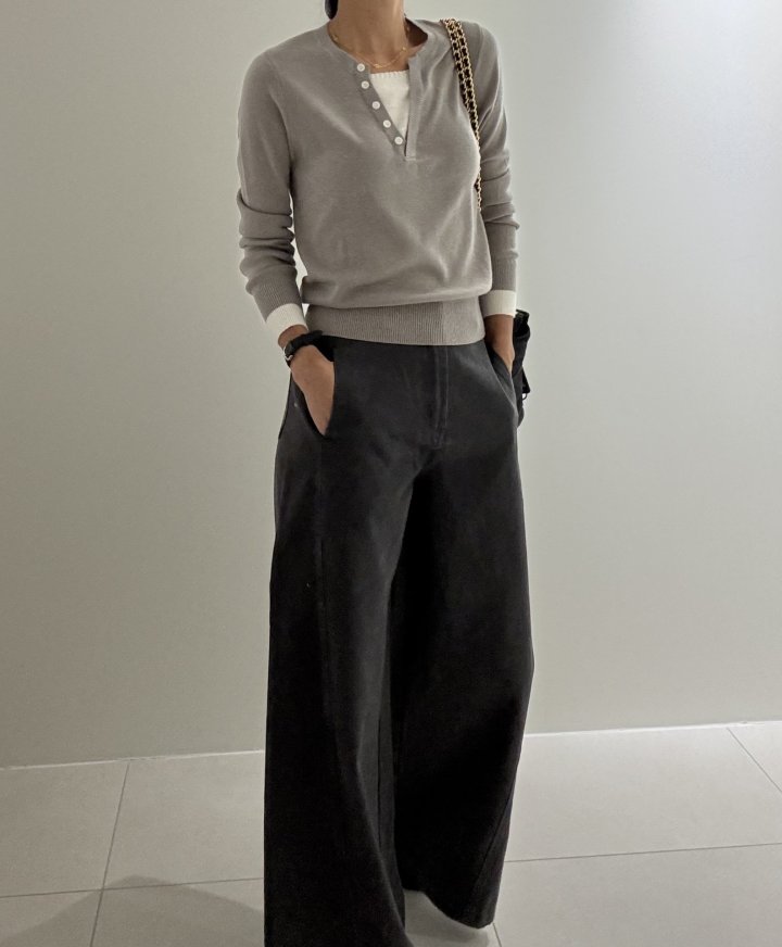Ripple - Korean Women Fashion - #womensfashion - Kissing Layered Knit Top - 10