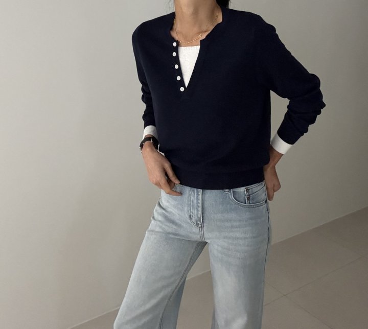 Ripple - Korean Women Fashion - #momslook - Kissing Layered Knit Top - 4
