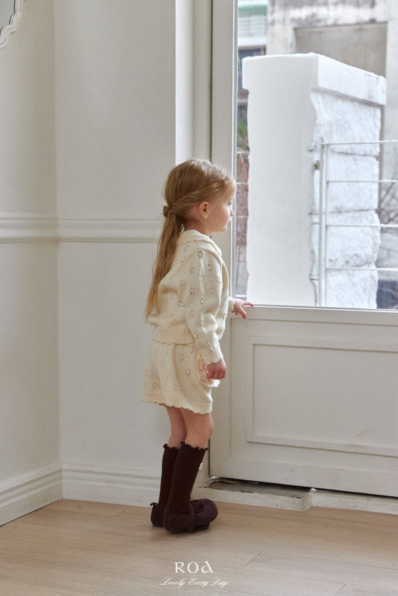 Roa - Korean Children Fashion - #kidsshorts - Punching Knit Set - 3