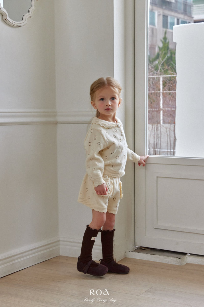 Roa - Korean Children Fashion - #kidsshorts - Punching Knit Set - 4