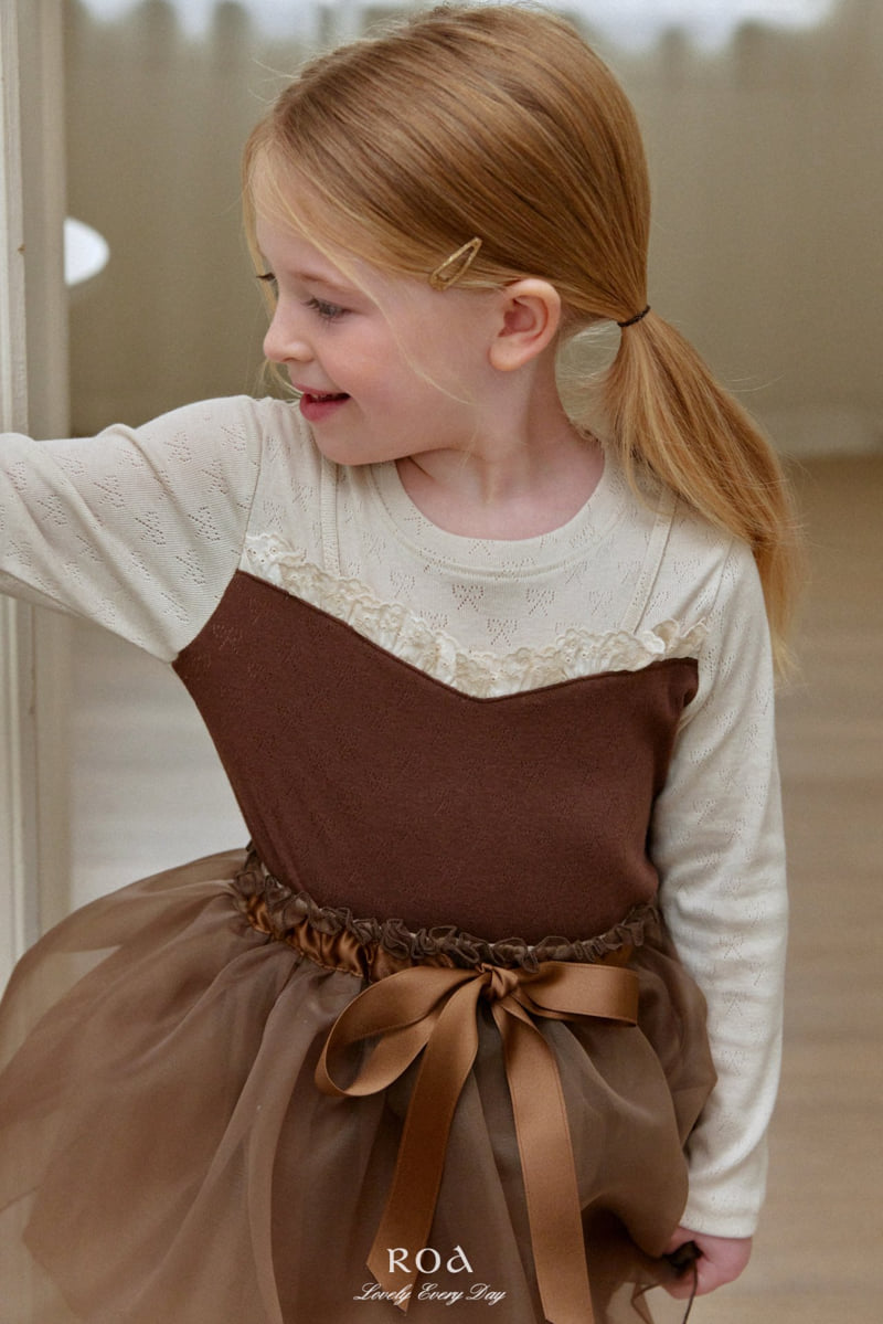 Roa - Korean Children Fashion - #kidzfashiontrend - Color-Block Lace Tee - 2