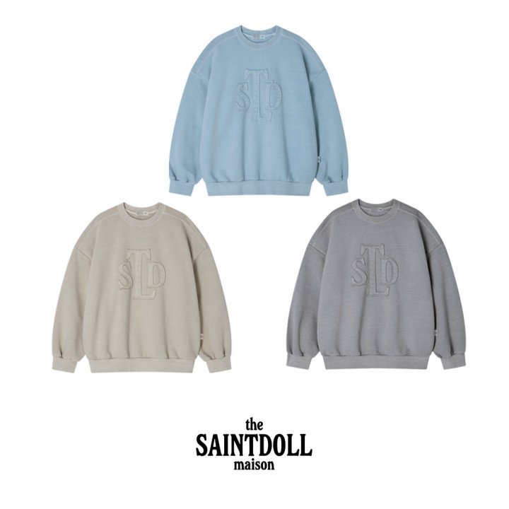 Saint Doll - Korean Children Fashion - #kidsshorts - Embroidery Pigment Sweatshirt (Junior)