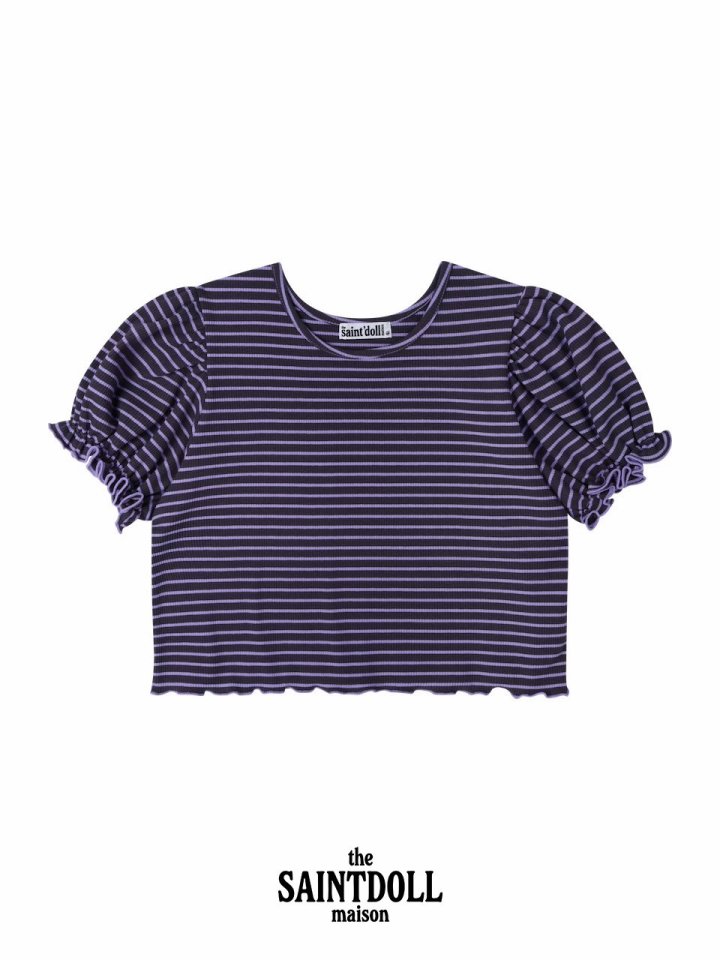Saint Doll - Korean Children Fashion - #kidsshorts - Stripe Puff Tee - 5