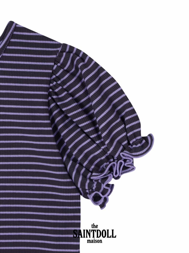 Saint Doll - Korean Children Fashion - #kidzfashiontrend - Stripe Puff Tee - 7