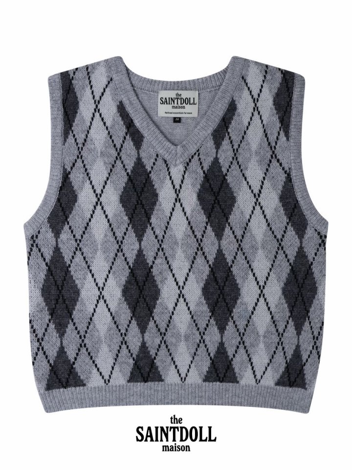 Argyle Knit Vest by Saint Doll for Child - view 5