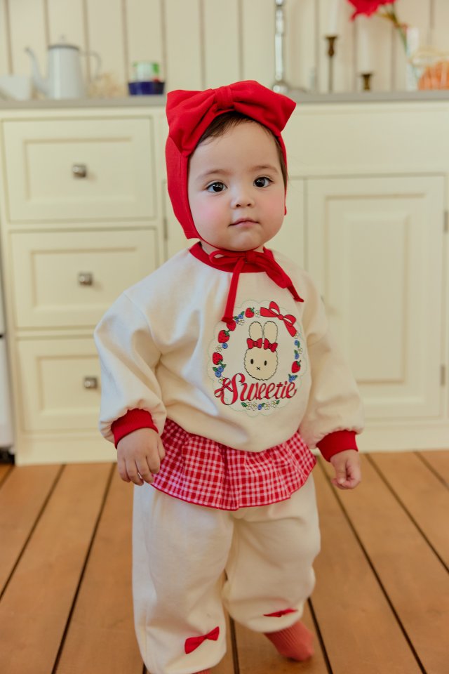 Sera - Korean Baby Fashion - #babyboutique - Bebe Strawberry Check Frill Set - 7