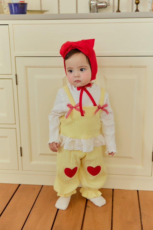 Sera - Korean Baby Fashion - #babyboutique - Bebe Amy Heart Top Bottom Set - 5