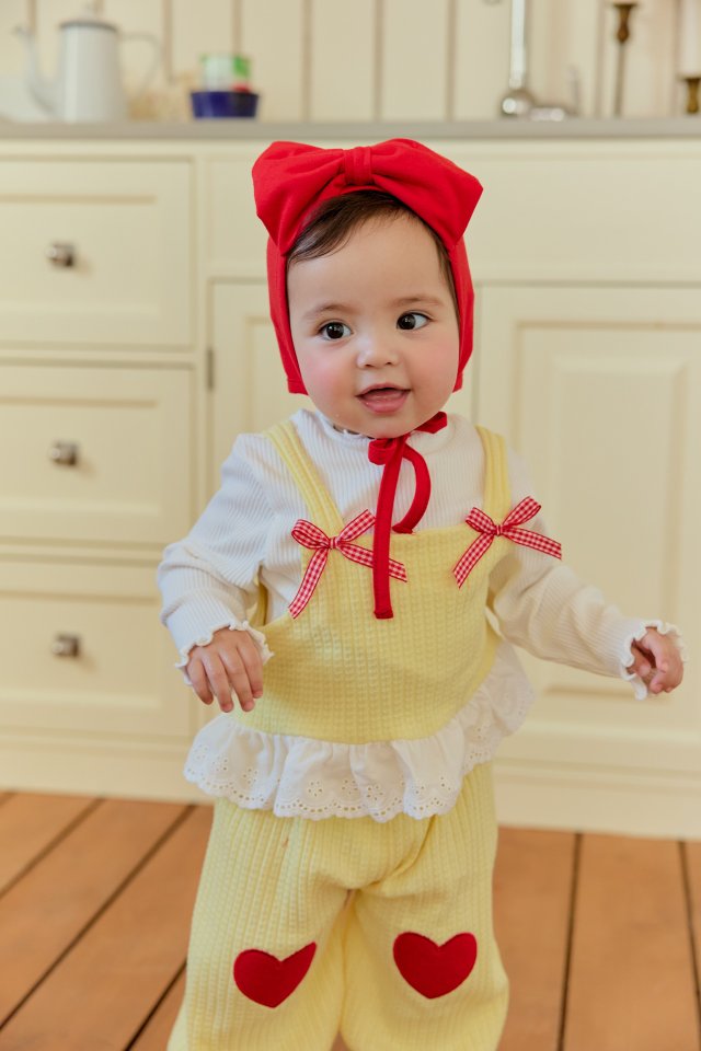 Sera - Korean Baby Fashion - #babyboutiqueclothing - Bebe Amy Heart Top Bottom Set - 6