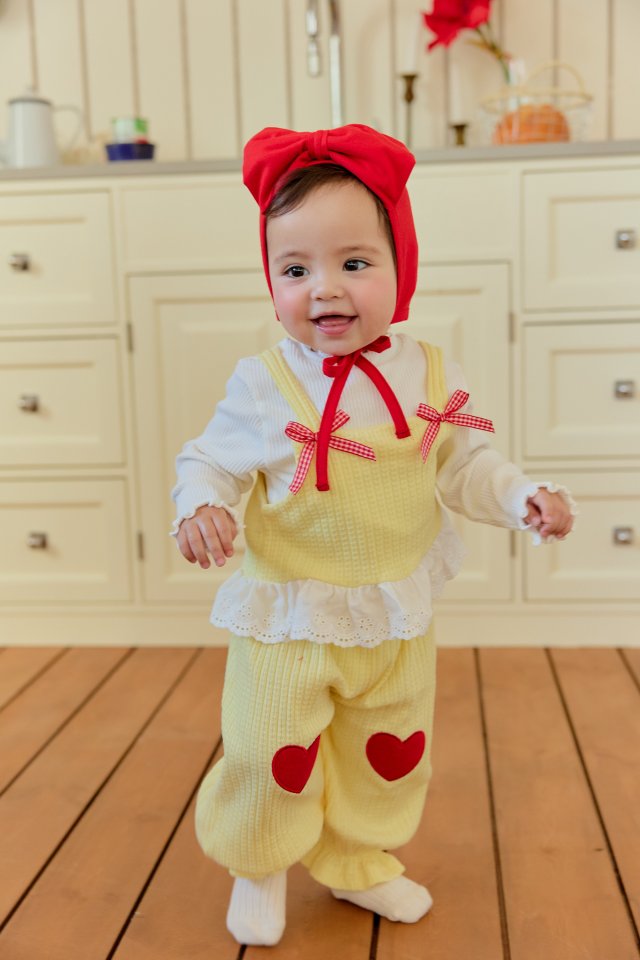 Sera - Korean Baby Fashion - #babyclothing - Bebe Amy Heart Top Bottom Set - 7