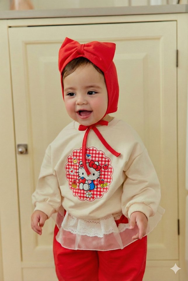 Sera - Korean Baby Fashion - #babyfever - Bebe Sweet Top Bottom Set - 3