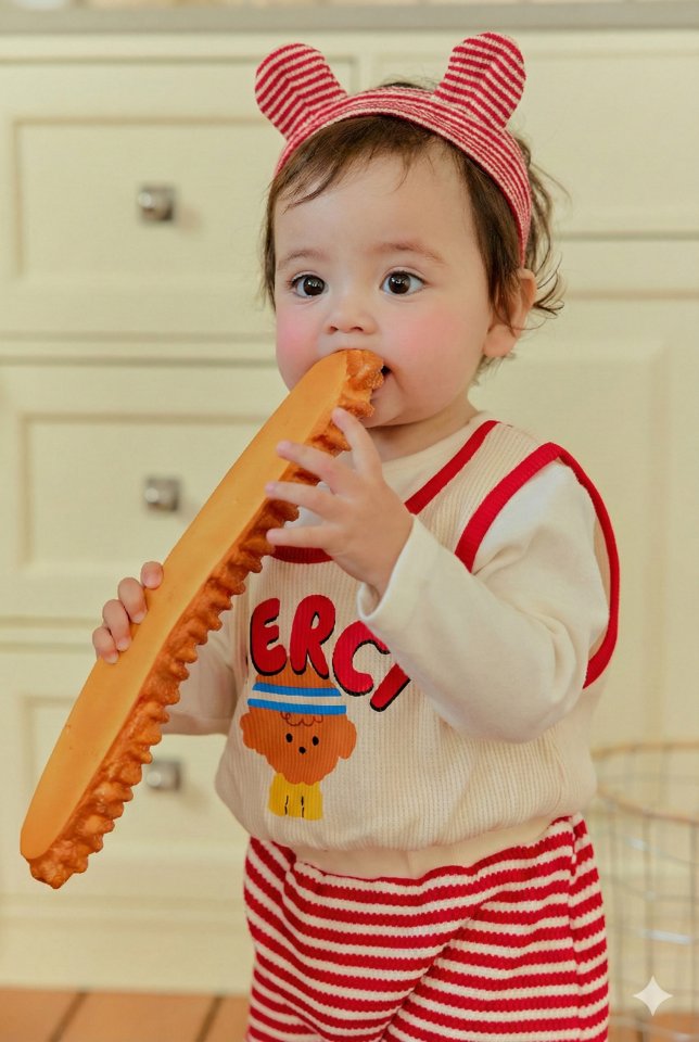 Sera - Korean Baby Fashion - #babylifestyle - Bebe Poodle Layered Top Bottom Set - 3