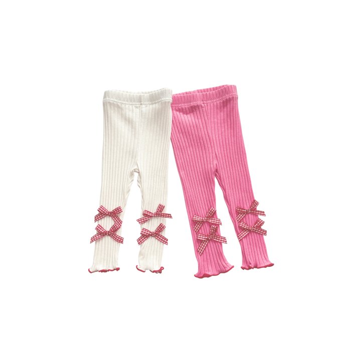 Sera - Korean Baby Fashion - #babyoutfit - Bebe Check Ribbon Leggings - 11