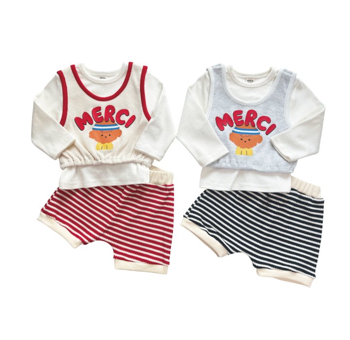 Sera - Korean Baby Fashion - #smilingbaby - Bebe Poodle Layered Top Bottom Set - 11