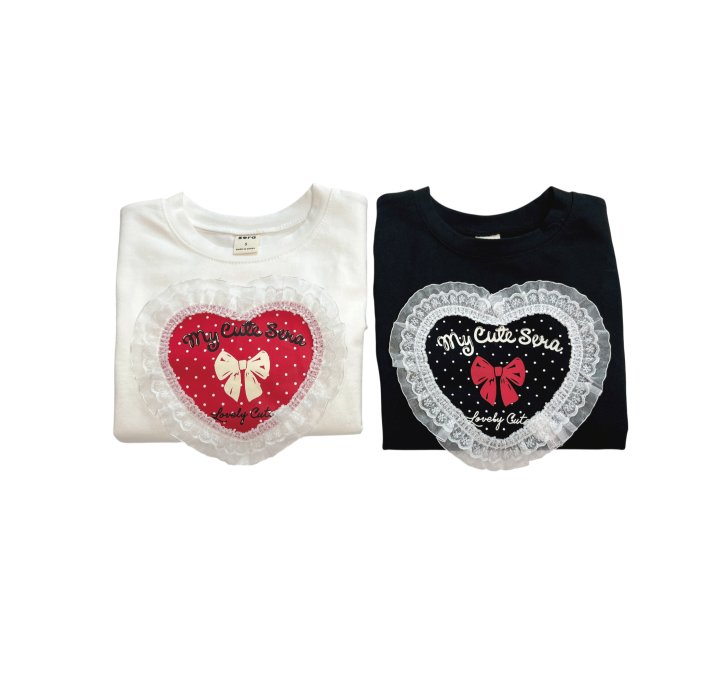Sera - Korean Children Fashion - #Kfashion4kids - Lace Heart Dot Span Tee - 11