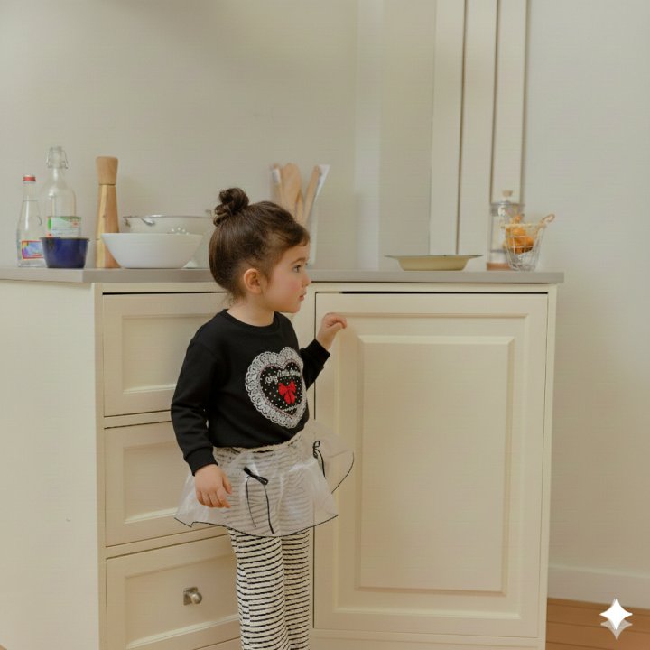 Sera - Korean Children Fashion - #designkidswear - Lace Heart Dot Span Tee - 5