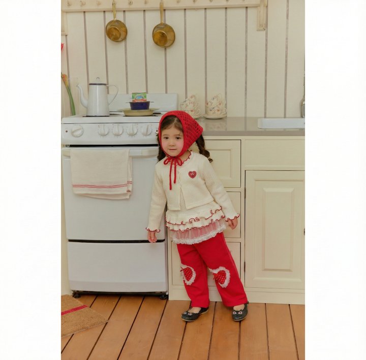 Sera - Korean Children Fashion - #kidsshorts - Heart Cardigan Set - 3
