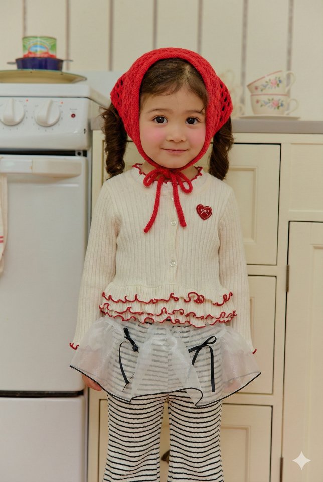 Sera - Korean Children Fashion - #kidzfashiontrend - Heart Cardigan Set - 5