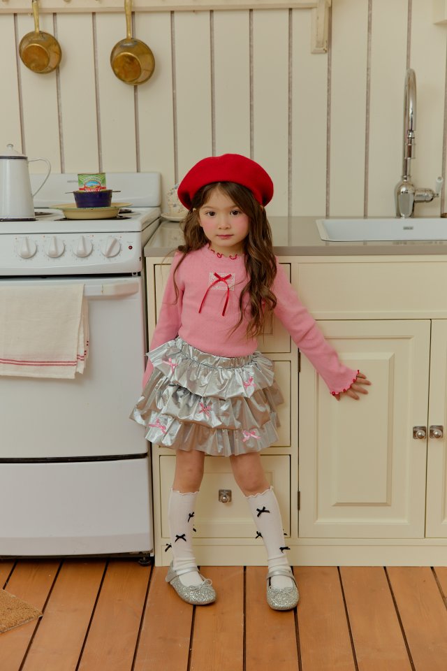 Sera - Korean Children Fashion - #littlefashionista - Ribbon Ribbed Tee - 10