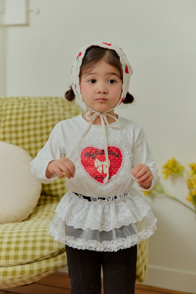 Sera - Korean Children Fashion - #prettylittlegirls - Lace Heart Dot Span Tee