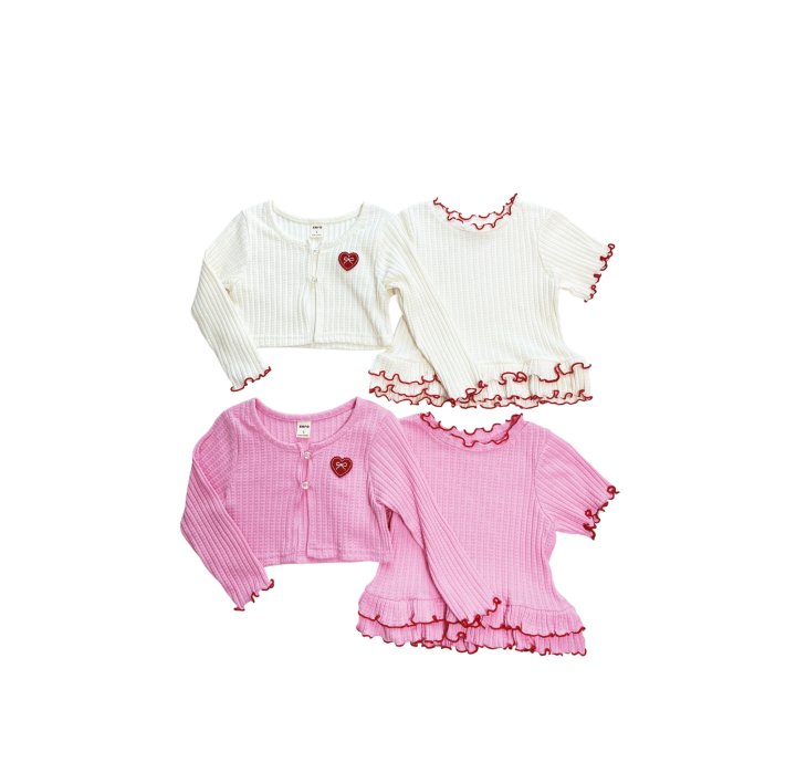 Sera - Korean Children Fashion - #todddlerfashion - Heart Cardigan Set - 11