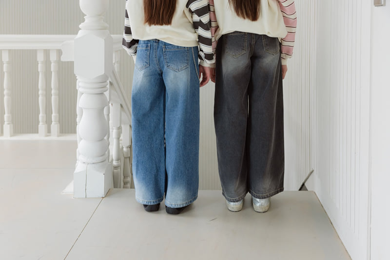 Sm2 - Korean Children Fashion - #kidzfashiontrend - Wide Denim Pants - 10