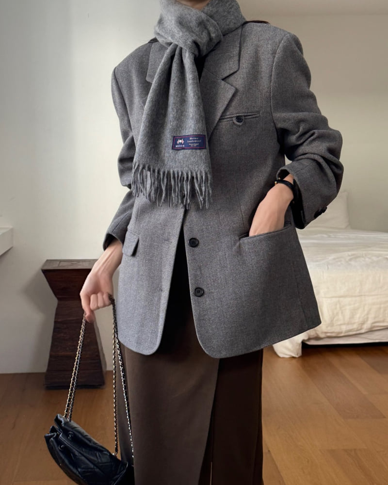 Something Else - Korean Women Fashion - #momslook - Dublin Herringbone Wool Jacket