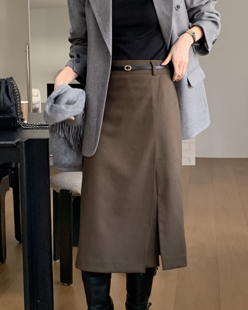 Something Else - Korean Women Fashion - #momslook - Urban Brushed Wrap Skirt - 9