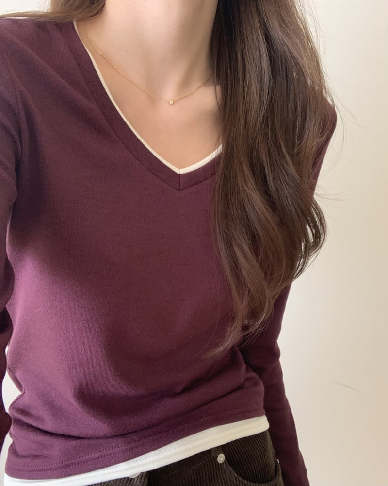 Something Else - Korean Women Fashion - #momslook - Poplin V Neck Top - 6