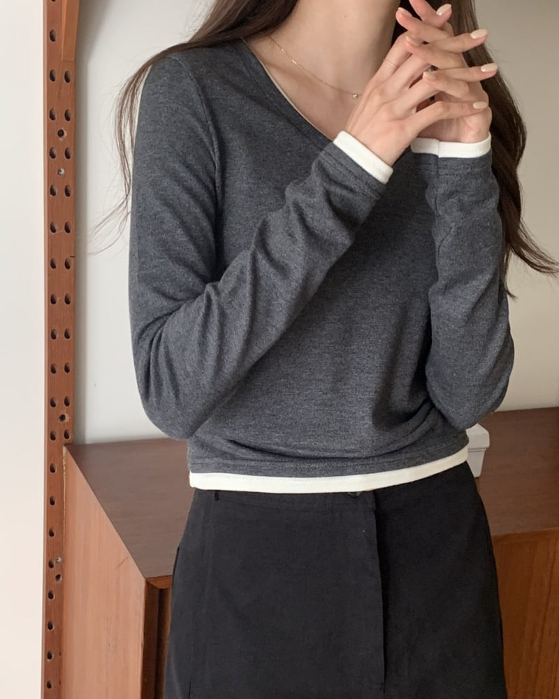 Something Else - Korean Women Fashion - #momslook - Poplin V Neck Top - 8