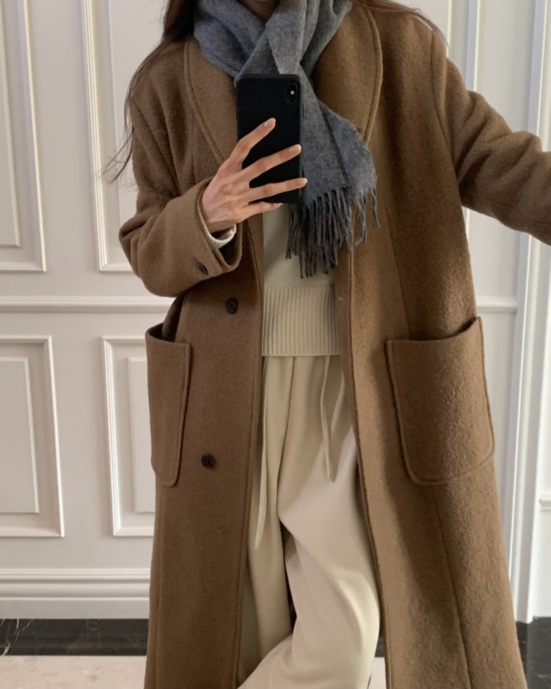 Something Else - Korean Women Fashion - #momslook - Essential Shawl Collar Wool Coat - 10