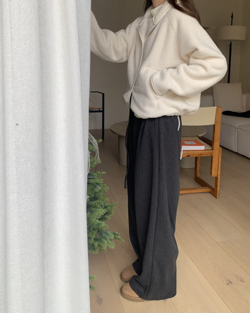 Something Else - Korean Women Fashion - #momslook - Herringbone Brushed Banding Pants