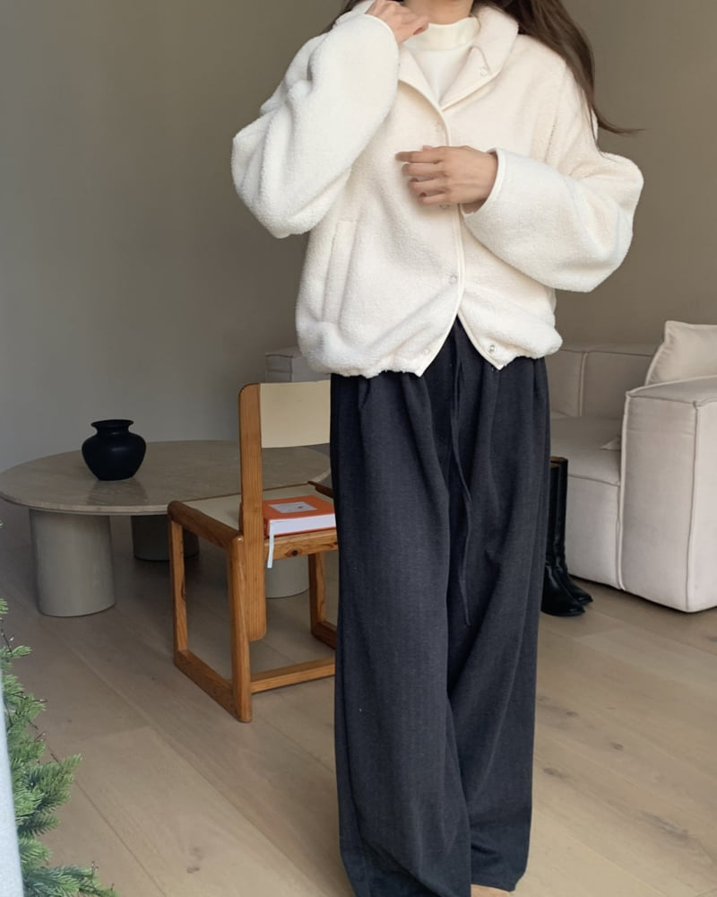 Something Else - Korean Women Fashion - #momslook - Herringbone Brushed Banding Pants - 3