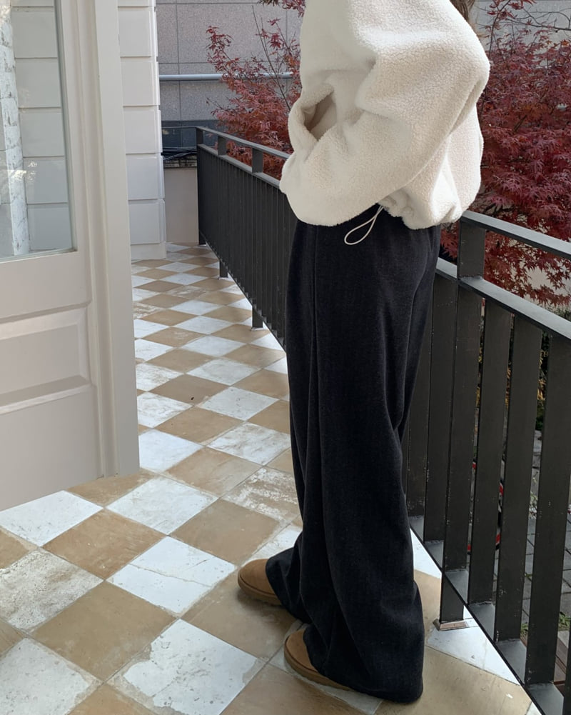 Something Else - Korean Women Fashion - #momslook - Herringbone Brushed Banding Pants - 5