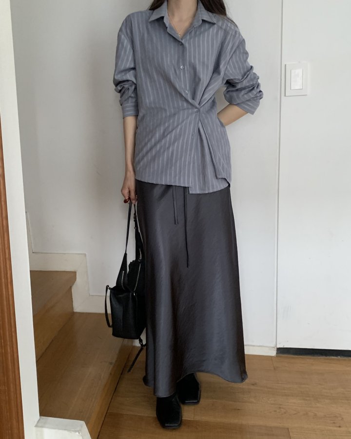 Something Else - Korean Women Fashion - #momslook - Ditto Stripe Button Shirt - 11