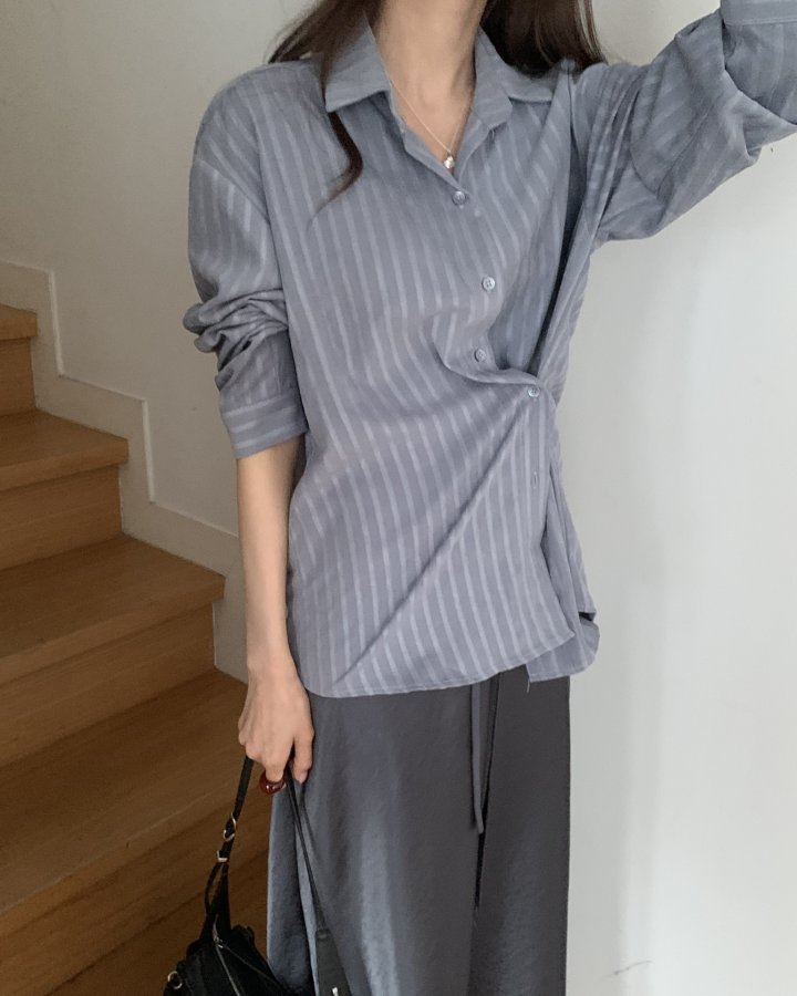 Something Else - Korean Women Fashion - #momslook - Ditto Stripe Button Shirt - 9