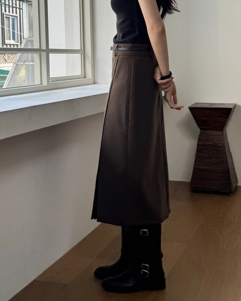 Something Else - Korean Women Fashion - #pursuepretty - Urban Brushed Wrap Skirt - 3