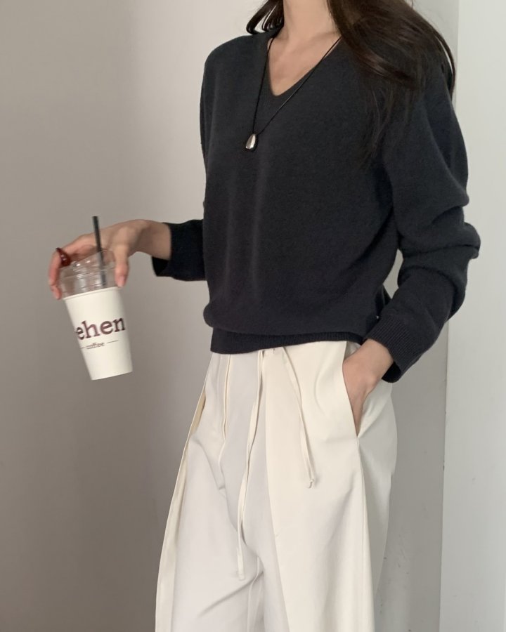 Something Else - Korean Women Fashion - #pursuepretty - Ribbon Hole V-Neck Knit - 8
