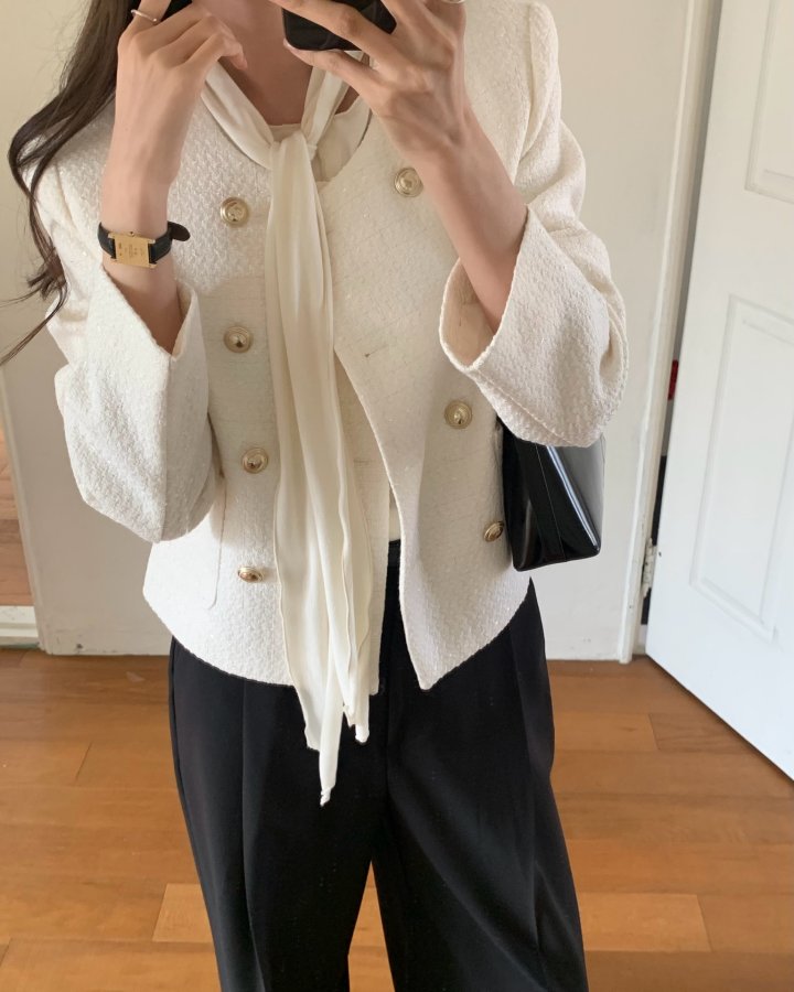 Something Else - Korean Women Fashion - #pursuepretty - Rene Double Tweed Jacket - 5