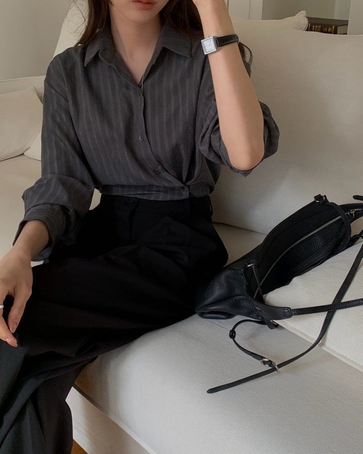 Something Else - Korean Women Fashion - #pursuepretty - Ditto Stripe Button Shirt - 3