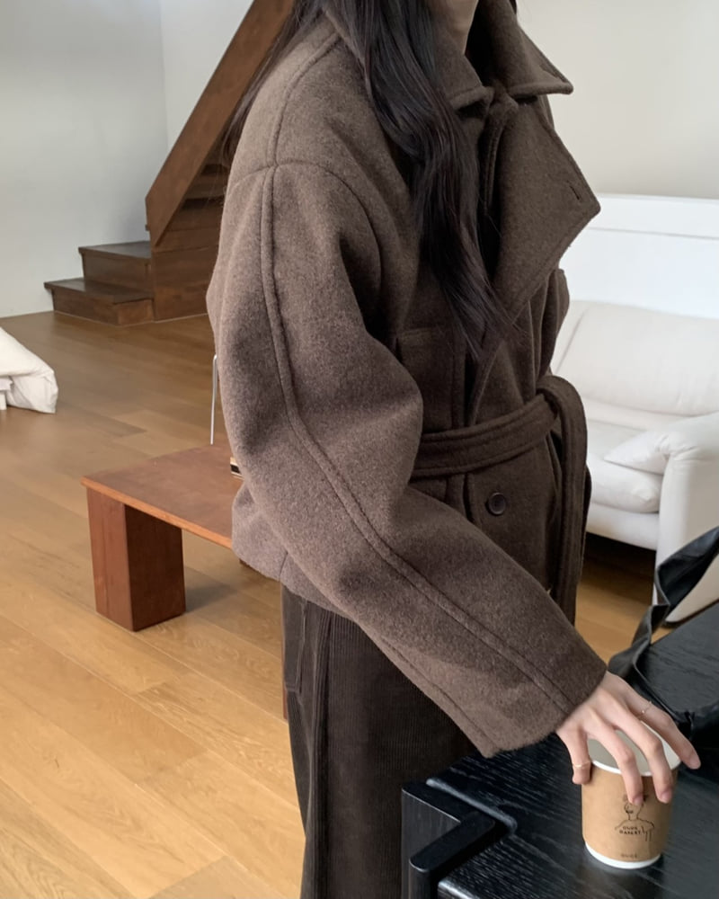Something Else - Korean Women Fashion - #restrostyle - Saddle Wool Short Coat - 5