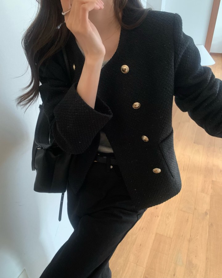 Something Else - Korean Women Fashion - #restrostyle - Rene Double Tweed Jacket - 6