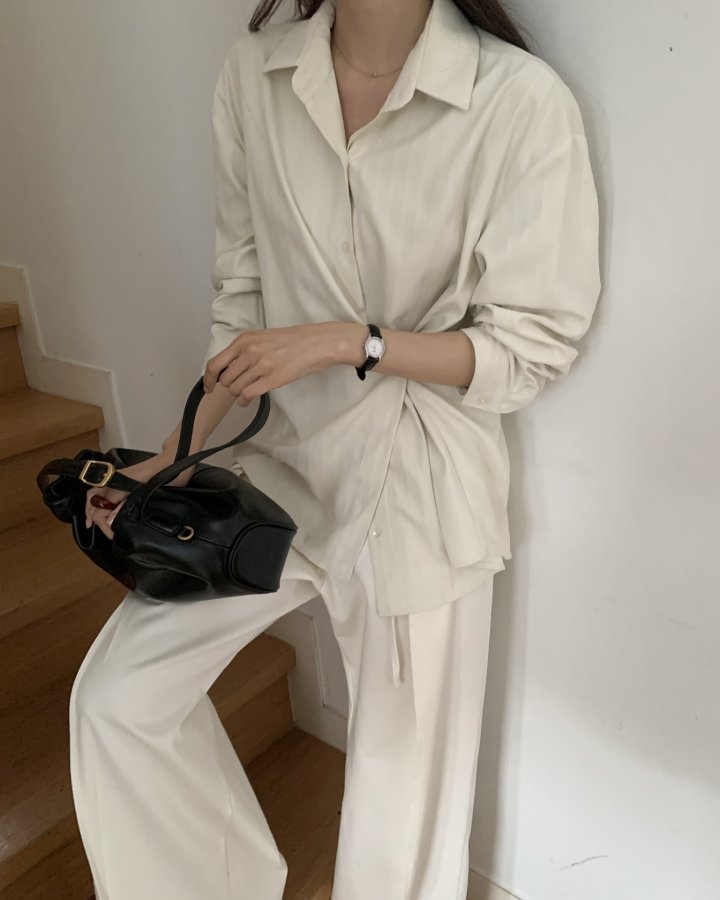 Something Else - Korean Women Fashion - #romanticstyle - Ditto Stripe Button Shirt - 5