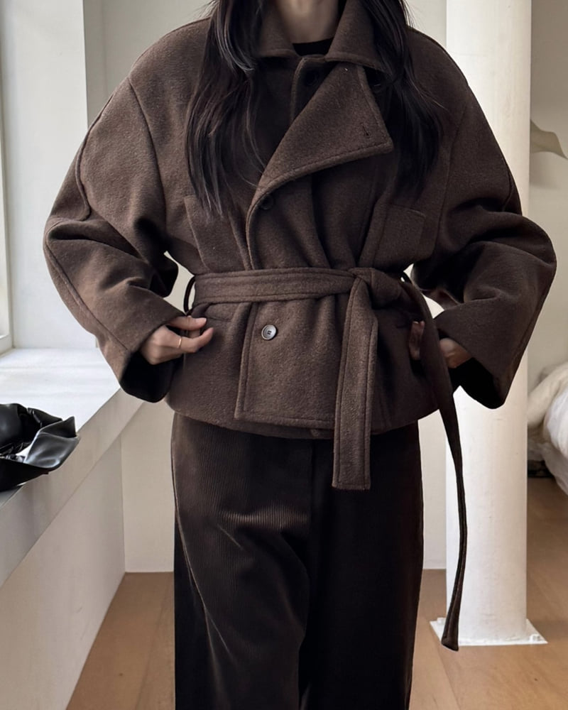 Something Else - Korean Women Fashion - #shopsmall - Saddle Wool Short Coat - 7