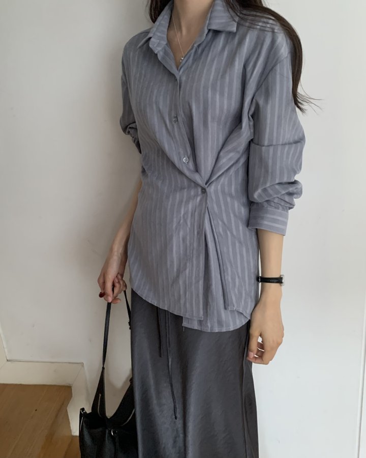 Something Else - Korean Women Fashion - #shopsmall - Ditto Stripe Button Shirt - 6
