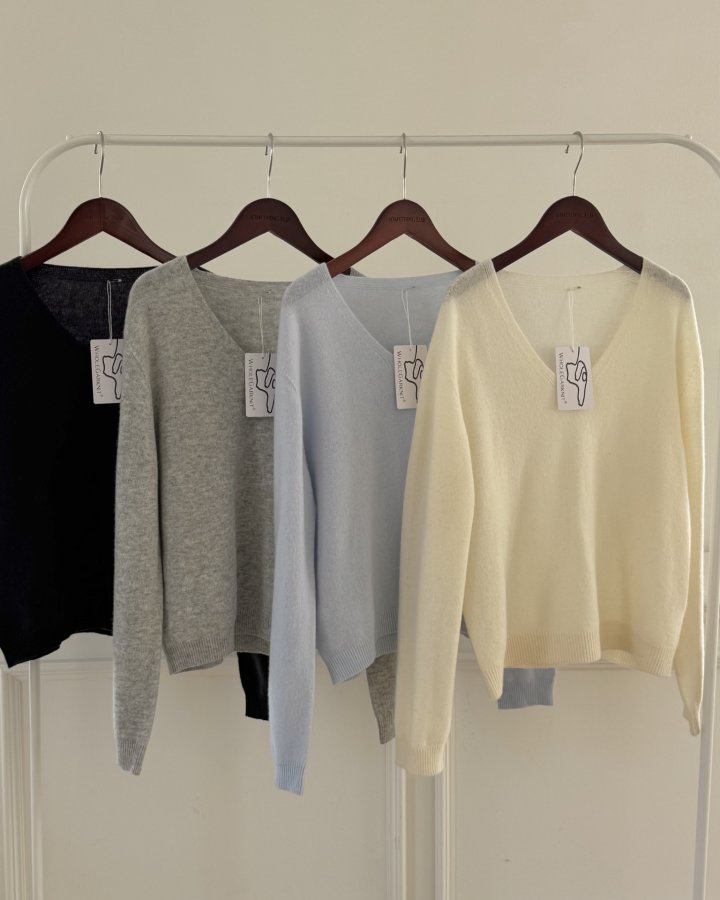 Something Else - Korean Women Fashion - #thatsdarling - Ribbon Hole V-Neck Knit - 12