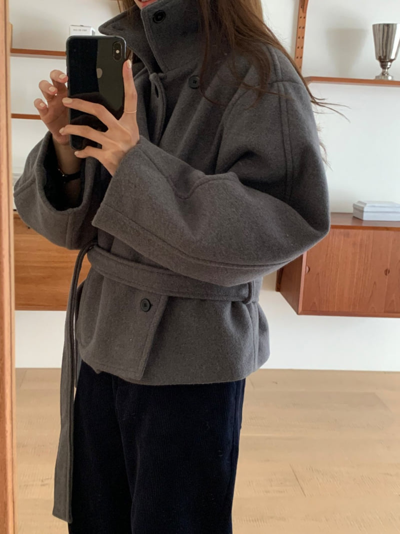 Something Else - Korean Women Fashion - #vintageinspired - Saddle Wool Short Coat - 2