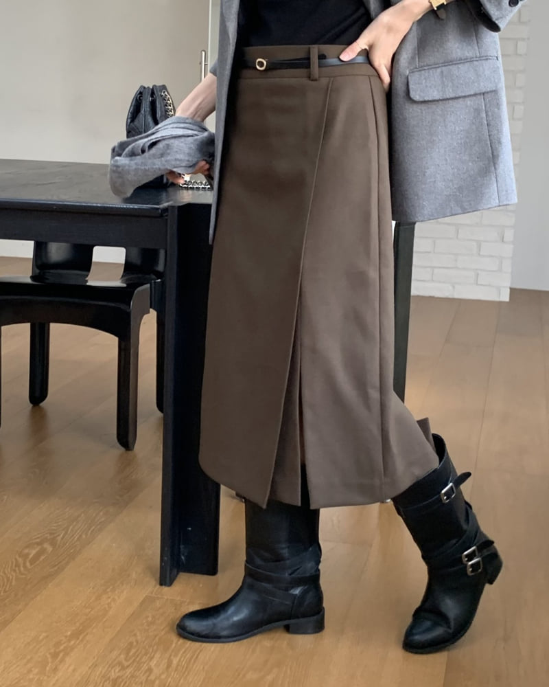 Something Else - Korean Women Fashion - #womensfashion - Urban Brushed Wrap Skirt - 10