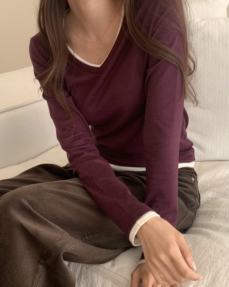 Something Else - Korean Women Fashion - #womensfashion - Poplin V Neck Top - 5