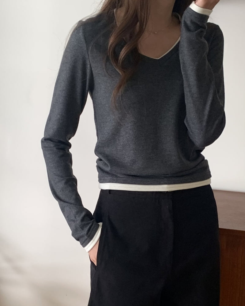 Something Else - Korean Women Fashion - #womensfashion - Poplin V Neck Top - 9