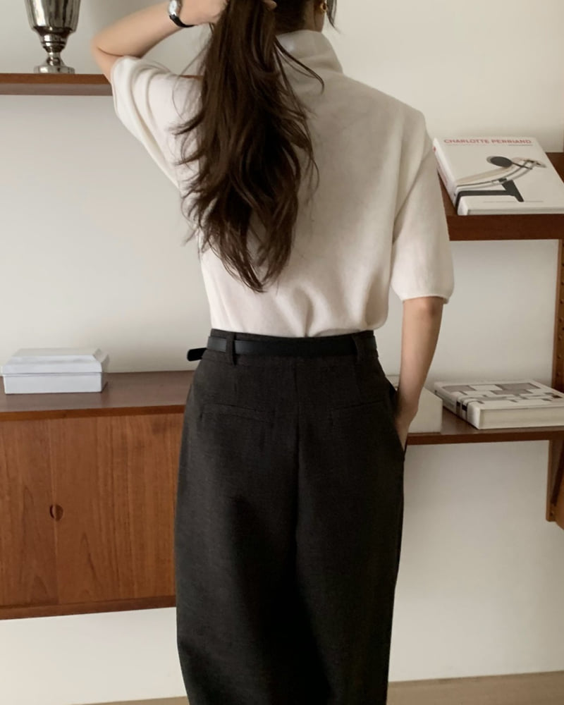 Something Else - Korean Women Fashion - #momslook - Tove Diagonal Wrap Slacks - 4